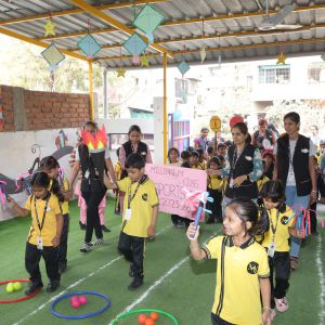 Children learning together in preschool classroom in Nagpur