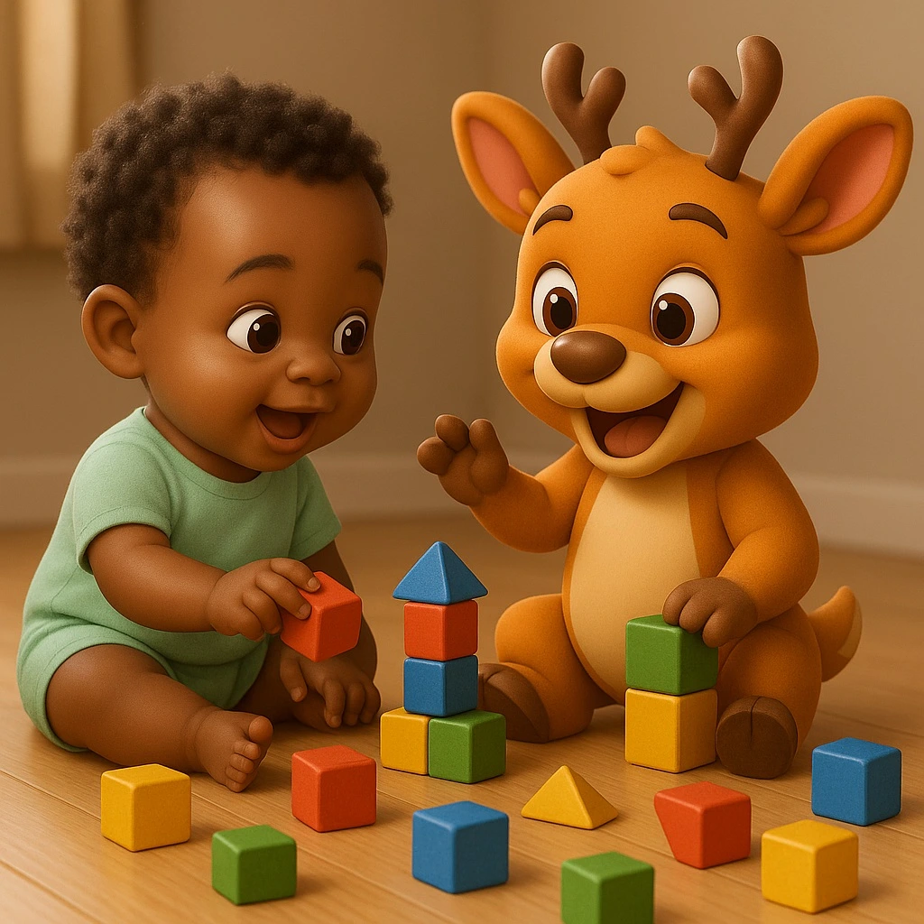 kids developing motor skills with cube play in Nagpur preschool